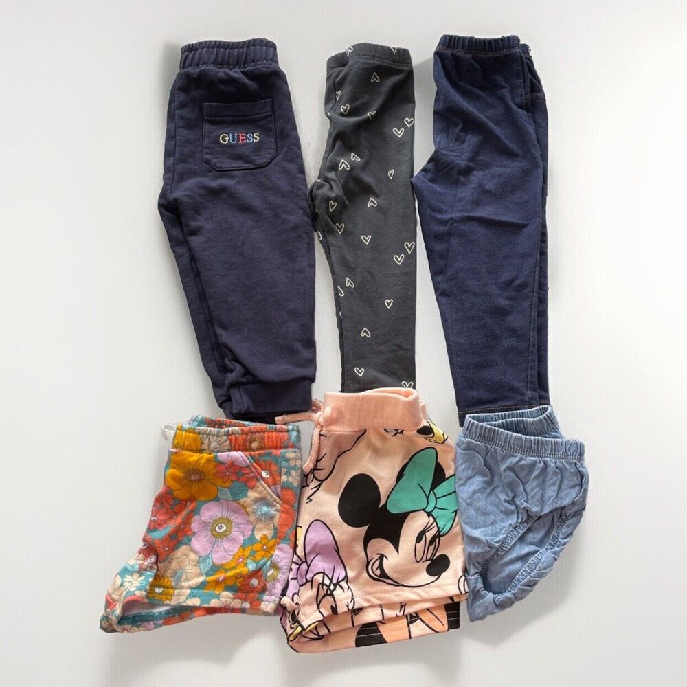 Lot of 6 Baby Girl 18M Leggings Shorts Bottoms Carters, Disney , Guess, Cat&Jack